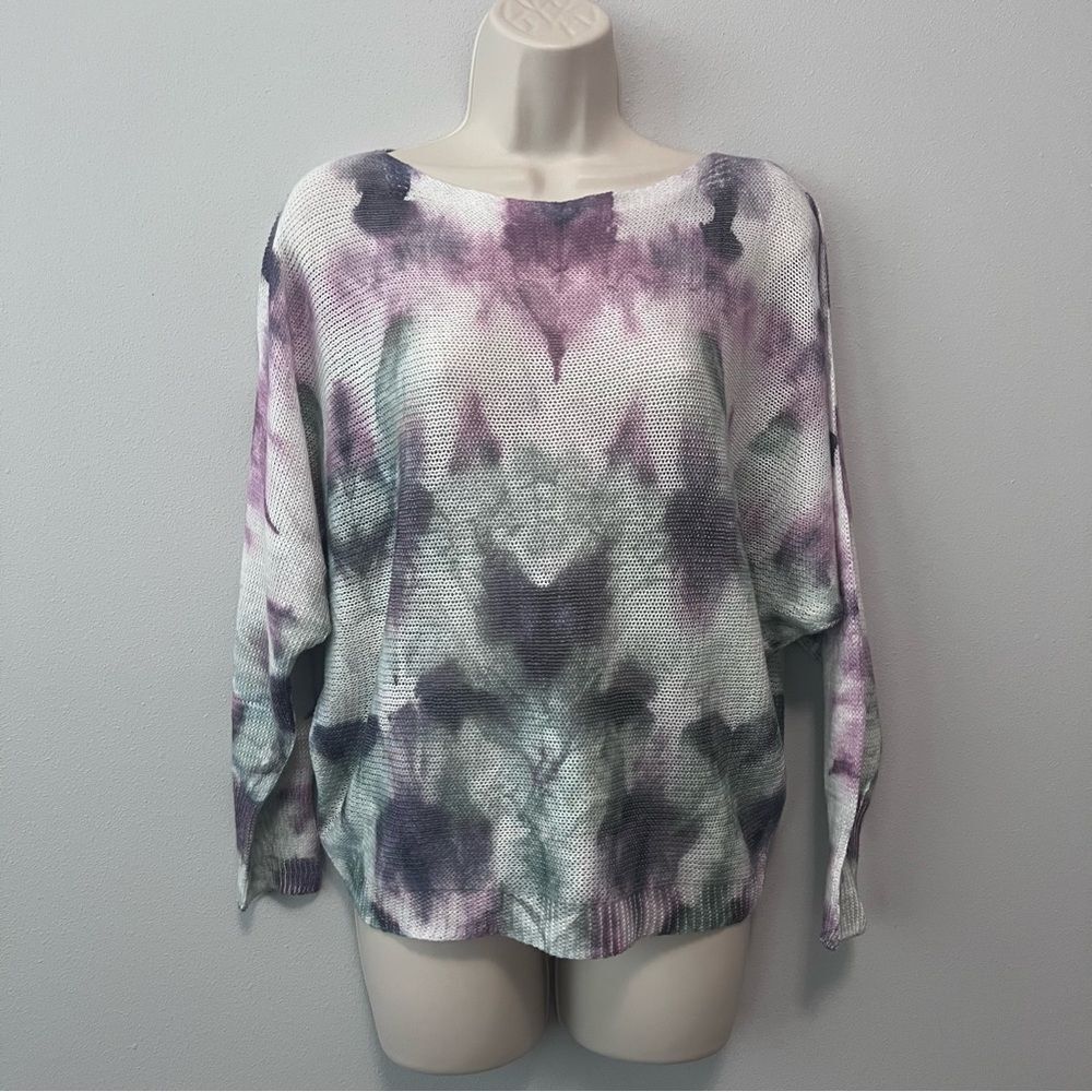 Anna Melani Open Knit Tie-Dye Long Sleeve Top Size S